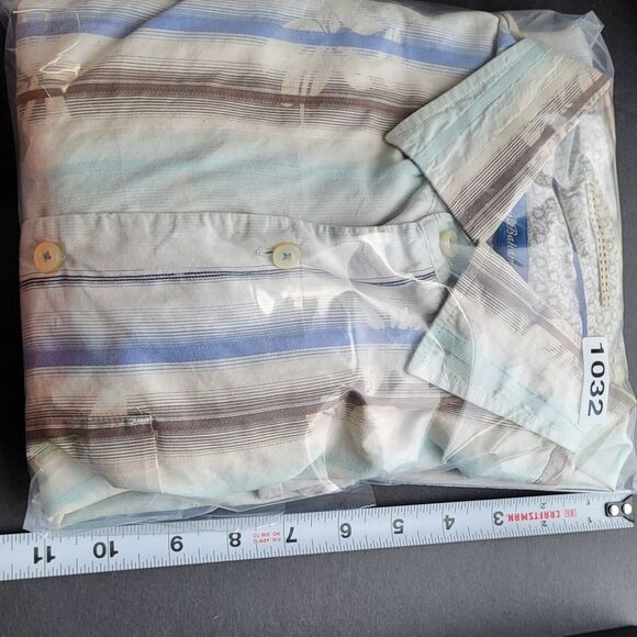 Tommy Bahama Long Sleeve Button-Up Shirt Mens L Striped Floral Cotton Silk Blend - Picture 16 of 16